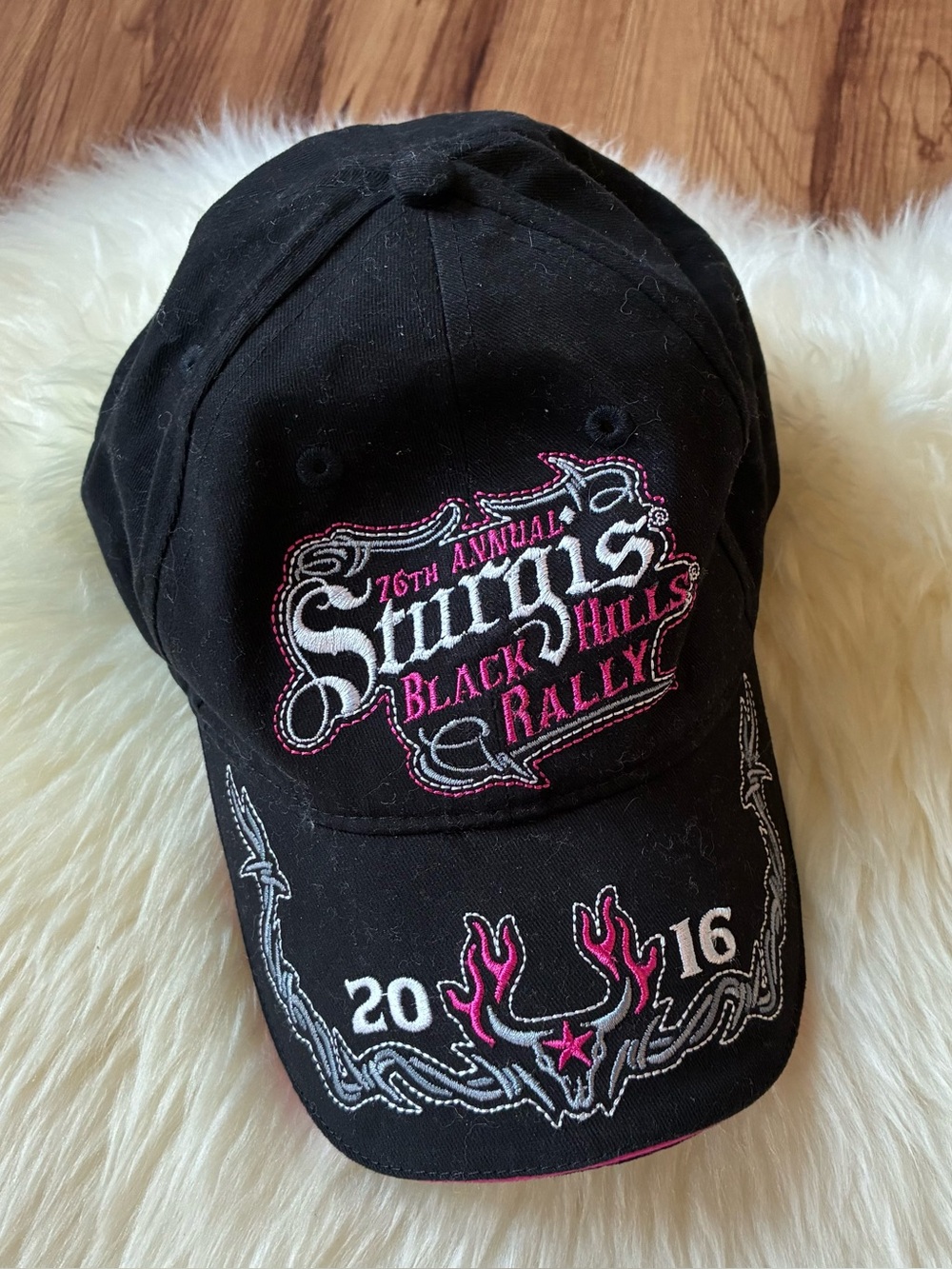 Sturgis Black Hills Rally Black Pink Baseball Hat • One Size